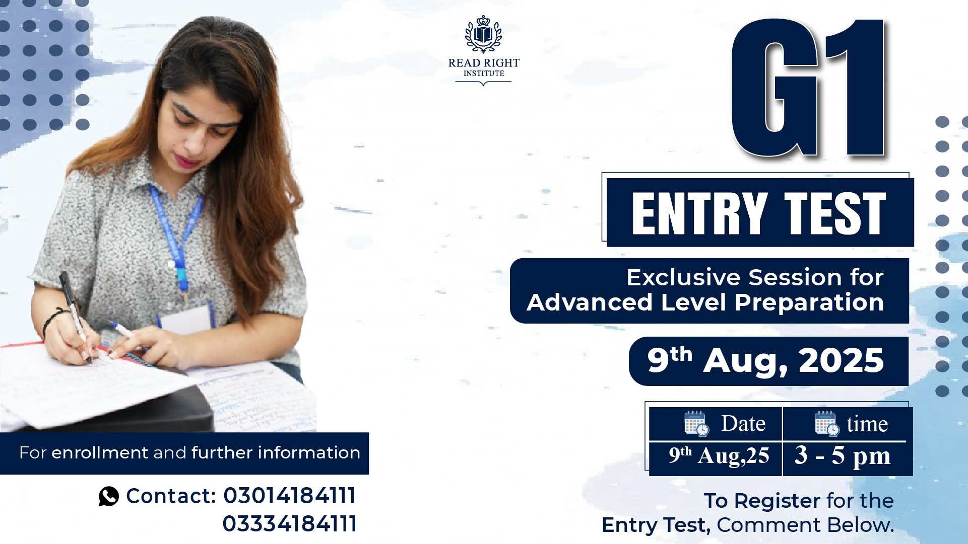 students is appearing in g1 session by read right institute for css exam